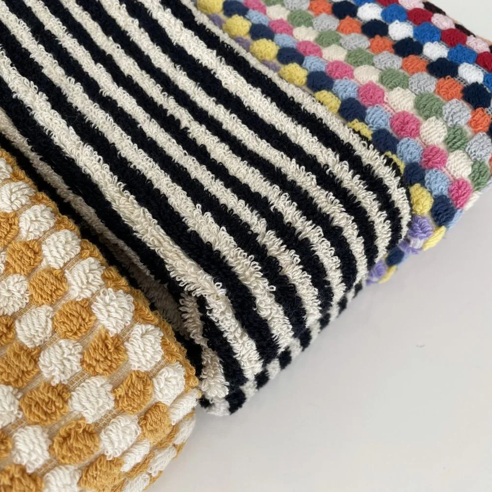 2 Black Kitchen Towels - Double Sided Pom Pom Turkish